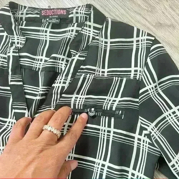 SEDUCTION PLAID MINI DRESS WAIST  TIE SIZE SMALL - Picture 13 of 14